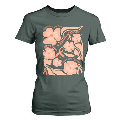 Endometrial Cancer Support Squad Floral Gift T Shirt For Women In September We Wear Peach