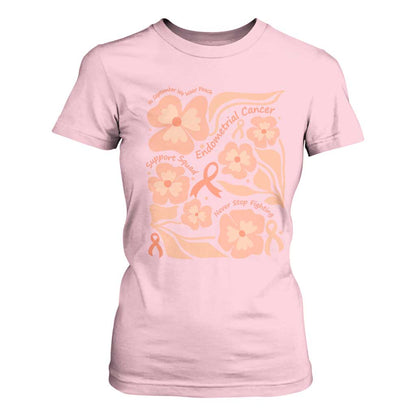 Endometrial Cancer Support Squad Floral Gift T Shirt For Women In September We Wear Peach