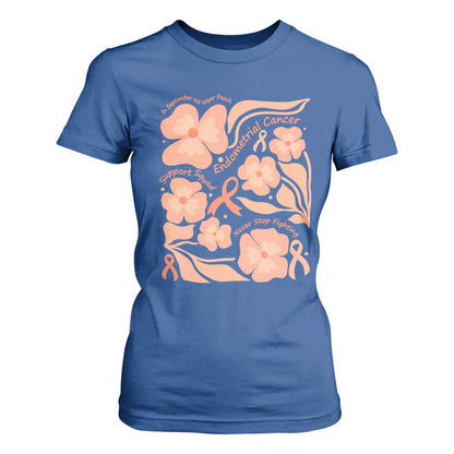 Endometrial Cancer Support Squad Floral Gift T Shirt For Women In September We Wear Peach
