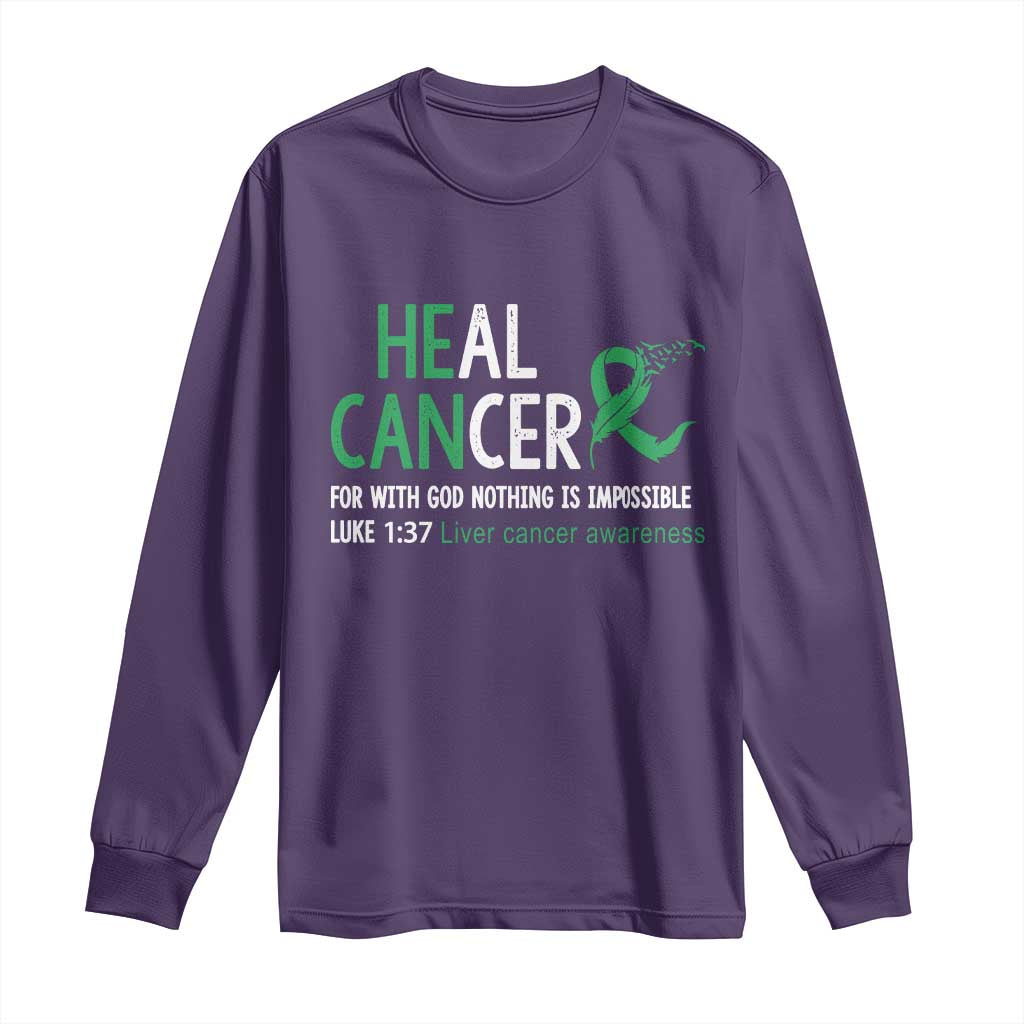 Heal Cancer Nothing Is Impossible With God Long Sleeve Shirt Liver Cancer Support Gift