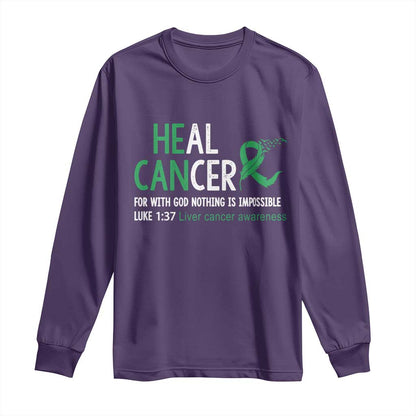 Heal Cancer Nothing Is Impossible With God Long Sleeve Shirt Liver Cancer Support Gift