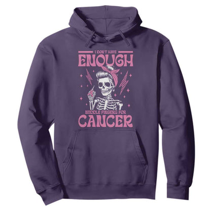 Funny Skeleton Breast Cancer Hoodie I Dont Have Enough Middle Fingers