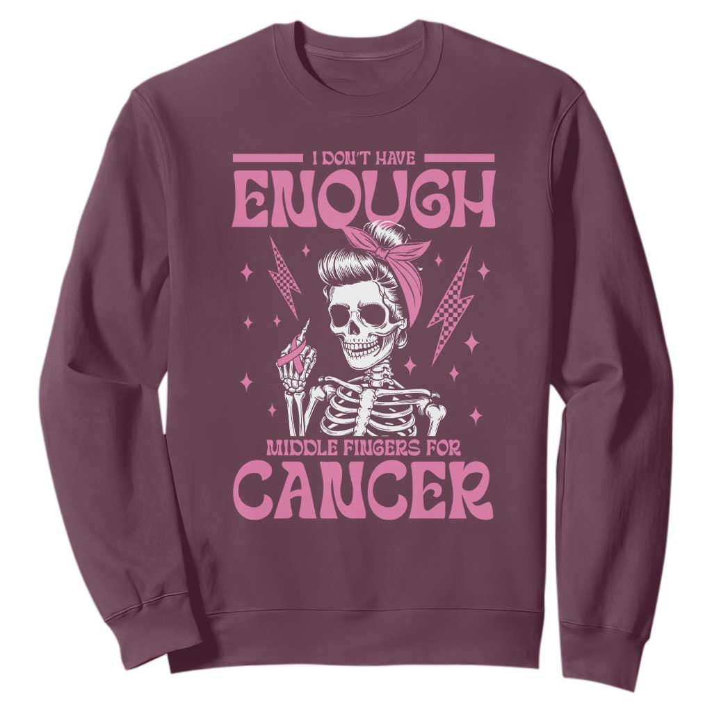 Funny Skeleton Breast Cancer Sweatshirt I Dont Have Enough Middle Fingers