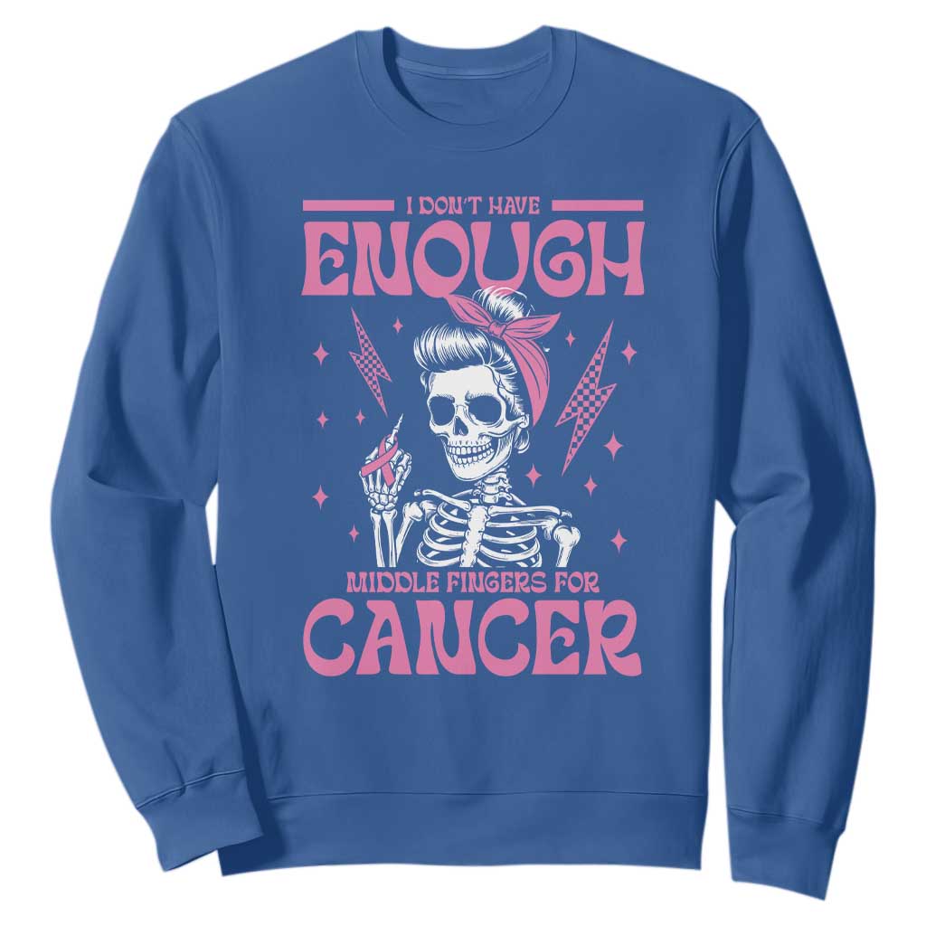 Funny Skeleton Breast Cancer Sweatshirt I Dont Have Enough Middle Fingers
