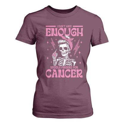 Funny Skeleton Breast Cancer T Shirt For Women I Dont Have Enough Middle Fingers