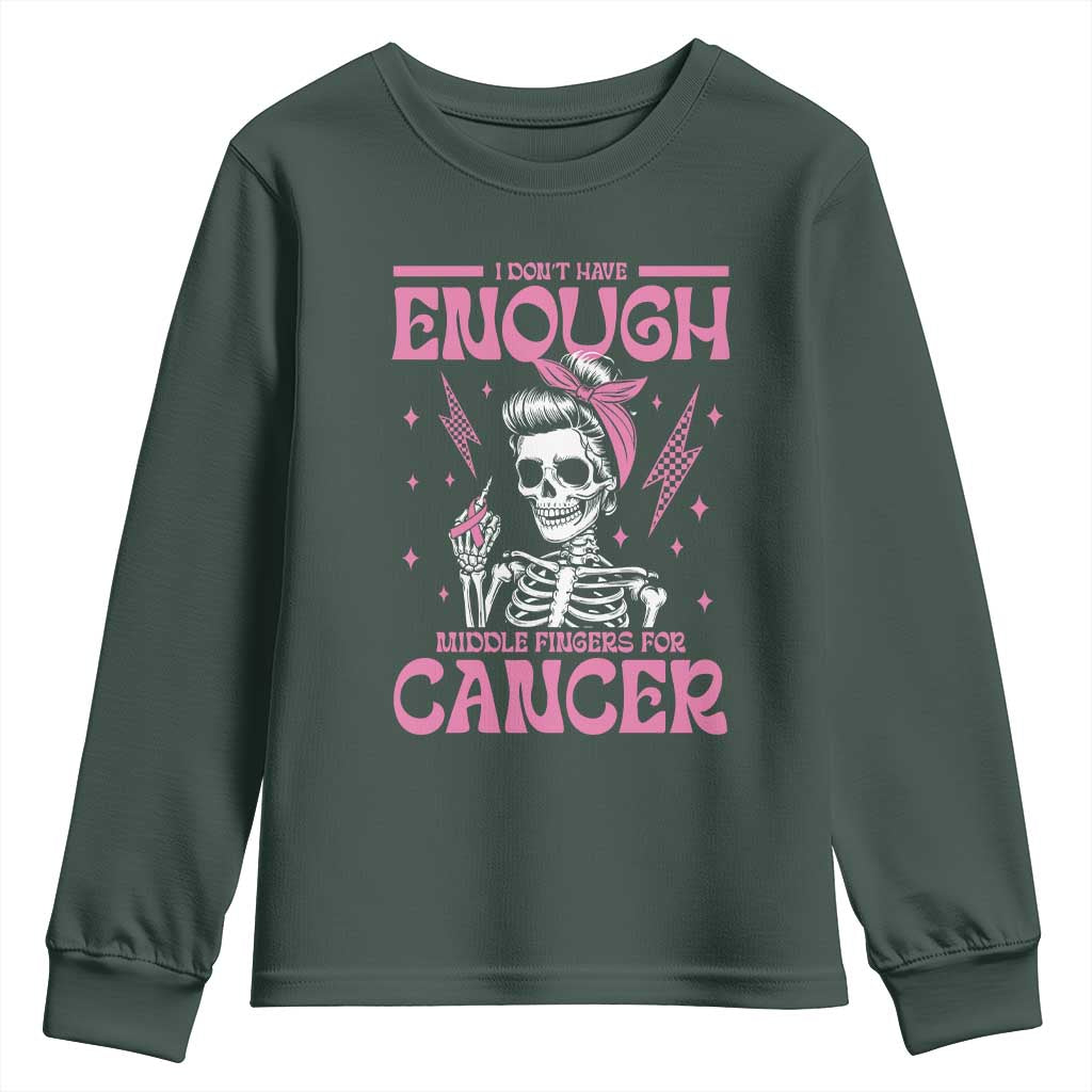 Funny Skeleton Breast Cancer Youth Sweatshirt I Dont Have Enough Middle Fingers
