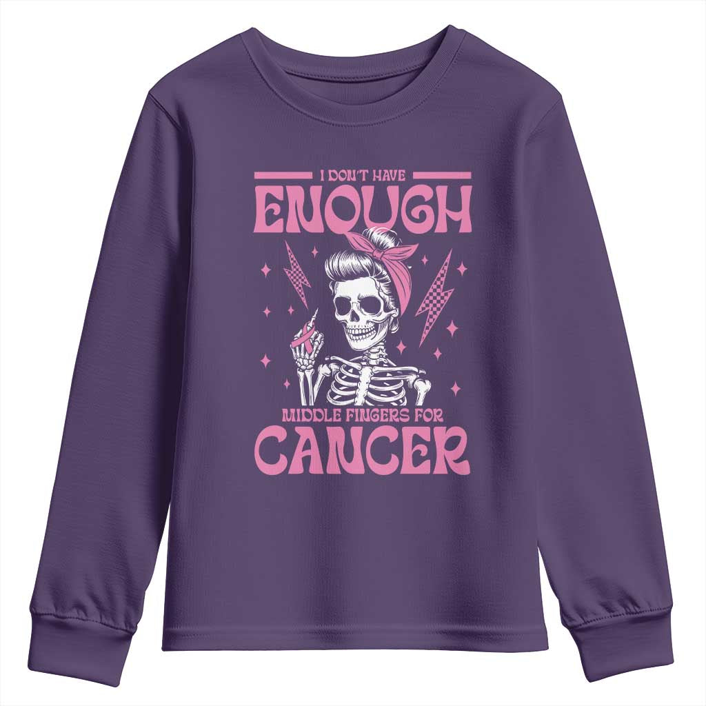 Funny Skeleton Breast Cancer Youth Sweatshirt I Dont Have Enough Middle Fingers