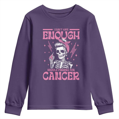 Funny Skeleton Breast Cancer Youth Sweatshirt I Dont Have Enough Middle Fingers