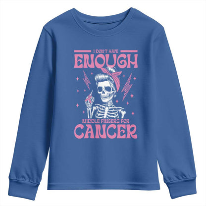 Funny Skeleton Breast Cancer Youth Sweatshirt I Dont Have Enough Middle Fingers