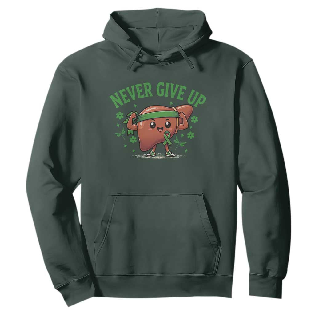 Liver Cancer Transplant Support Hoodie Never Give Up Nurse Gift