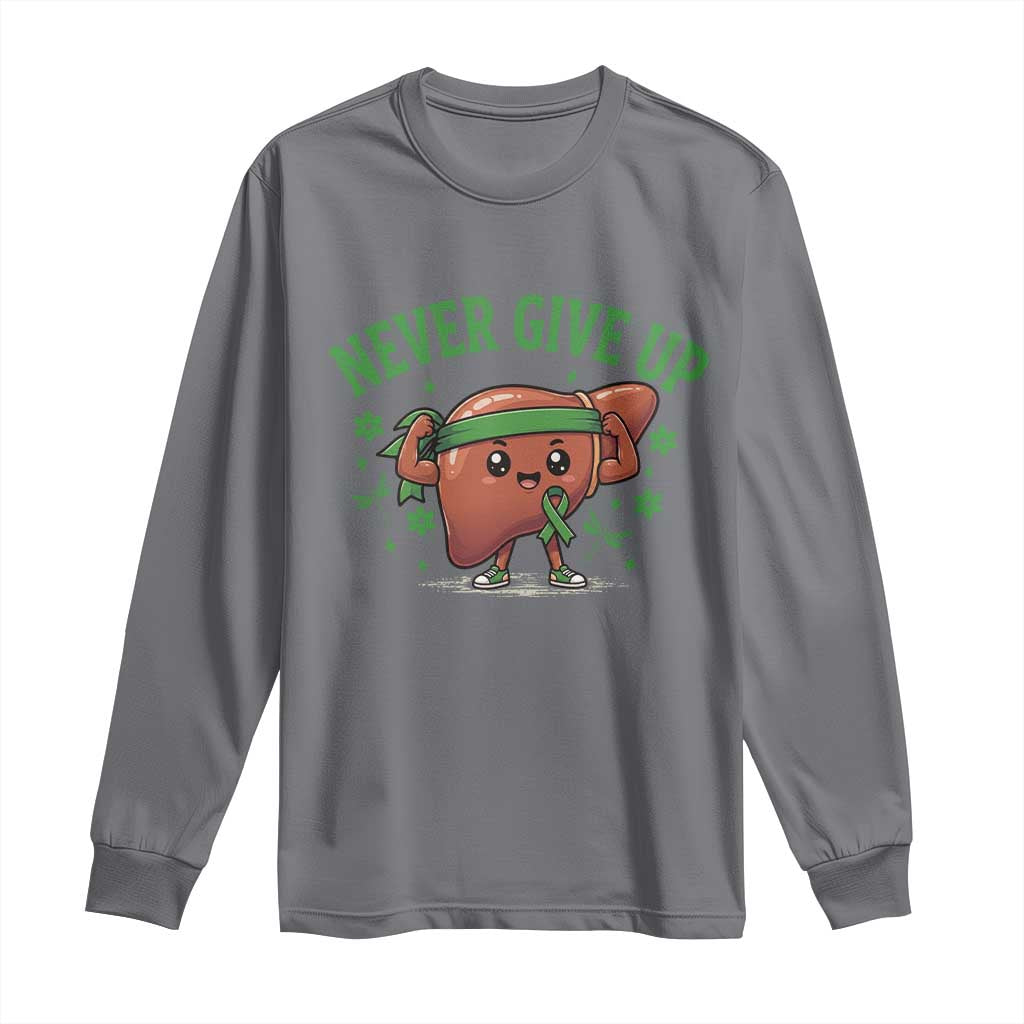 Liver Cancer Transplant Support Long Sleeve Shirt Never Give Up Nurse Gift