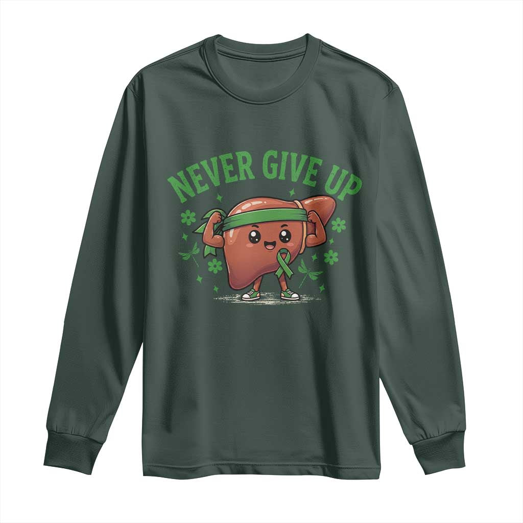Liver Cancer Transplant Support Long Sleeve Shirt Never Give Up Nurse Gift