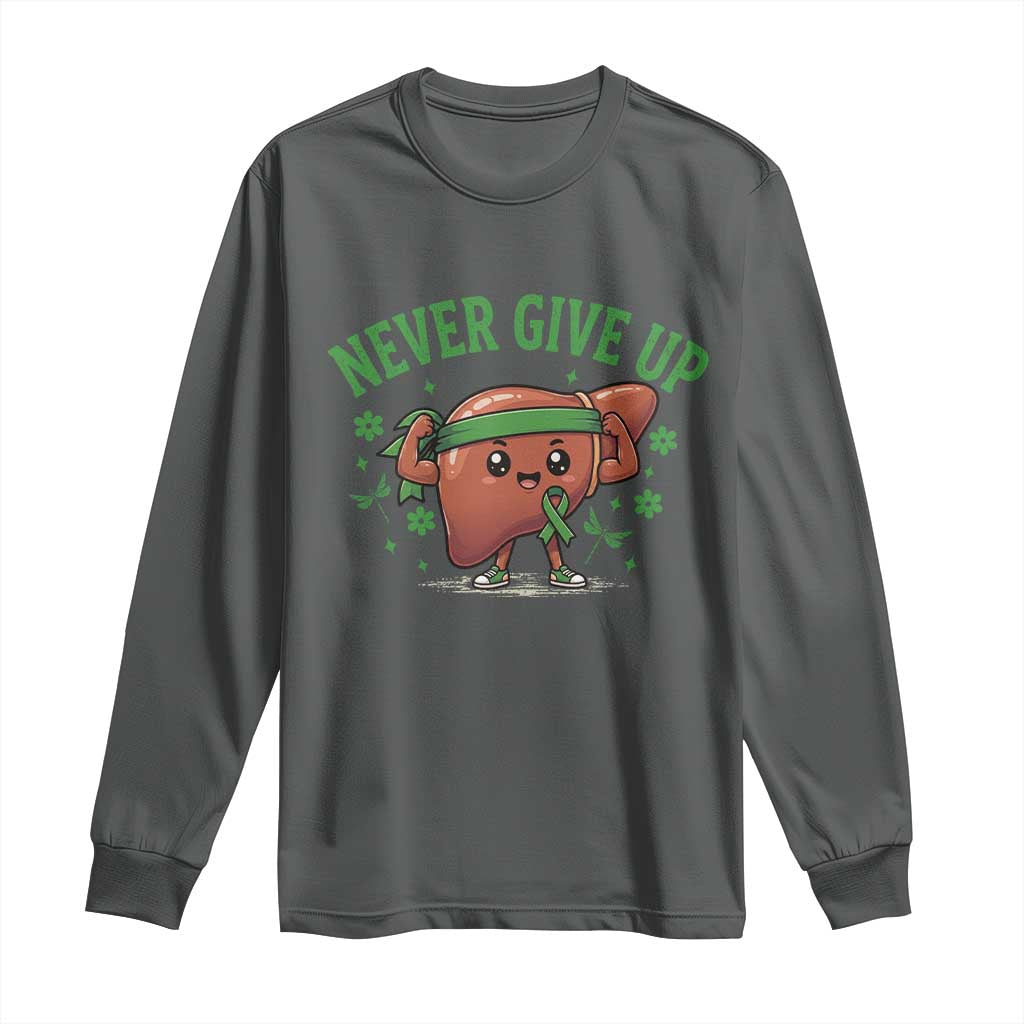 Liver Cancer Transplant Support Long Sleeve Shirt Never Give Up Nurse Gift