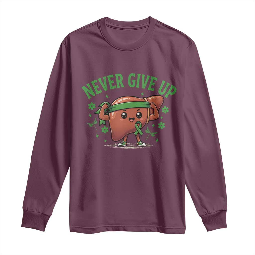 Liver Cancer Transplant Support Long Sleeve Shirt Never Give Up Nurse Gift
