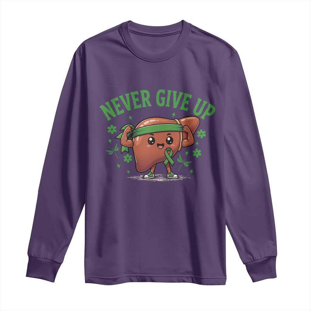 Liver Cancer Transplant Support Long Sleeve Shirt Never Give Up Nurse Gift