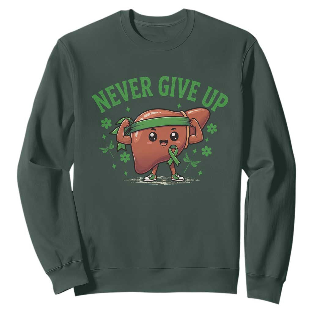Liver Cancer Transplant Support Sweatshirt Never Give Up Nurse Gift