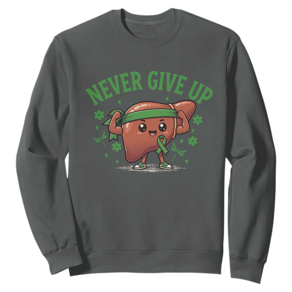 Liver Cancer Transplant Support Sweatshirt Never Give Up Nurse Gift