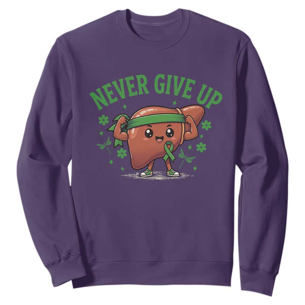 Liver Cancer Transplant Support Sweatshirt Never Give Up Nurse Gift