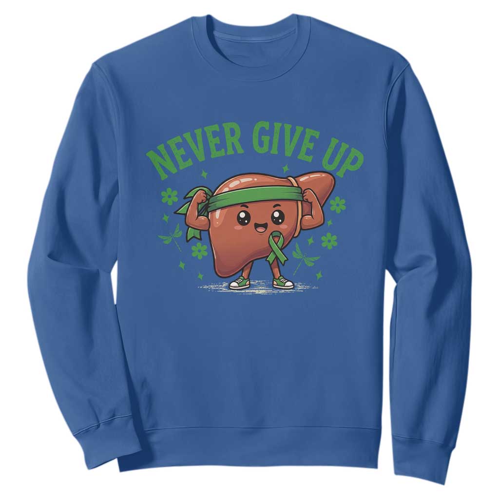 Liver Cancer Transplant Support Sweatshirt Never Give Up Nurse Gift