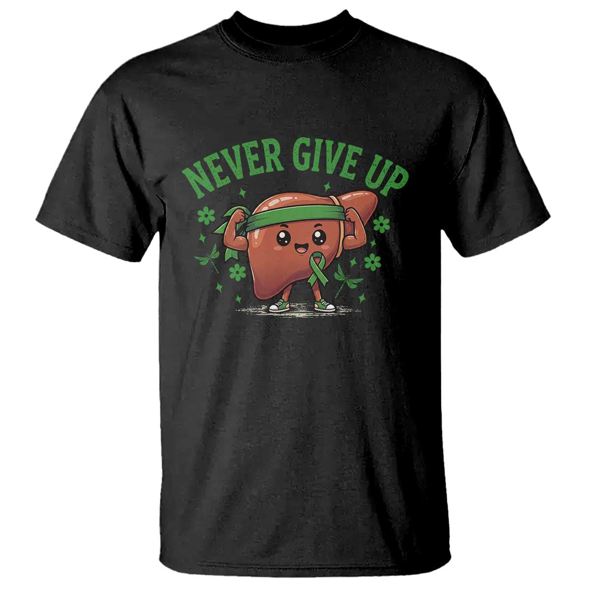 Liver Cancer Transplant Support T Shirt Never Give Up Nurse Gift