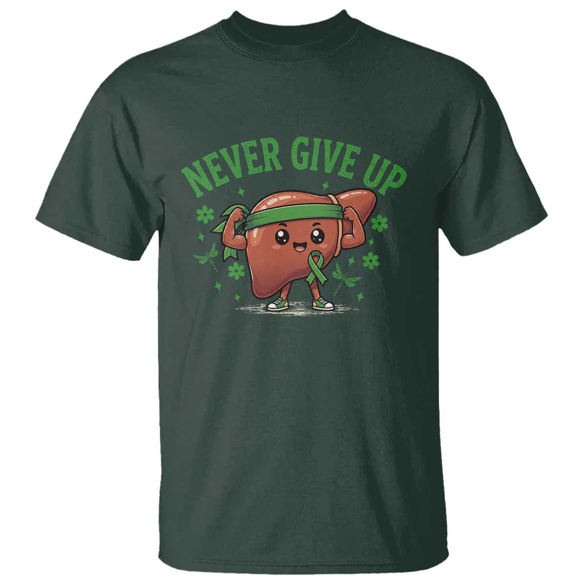 Liver Cancer Transplant Support T Shirt Never Give Up Nurse Gift