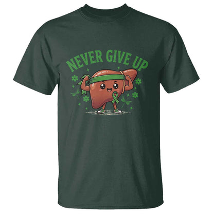 Liver Cancer Transplant Support T Shirt Never Give Up Nurse Gift