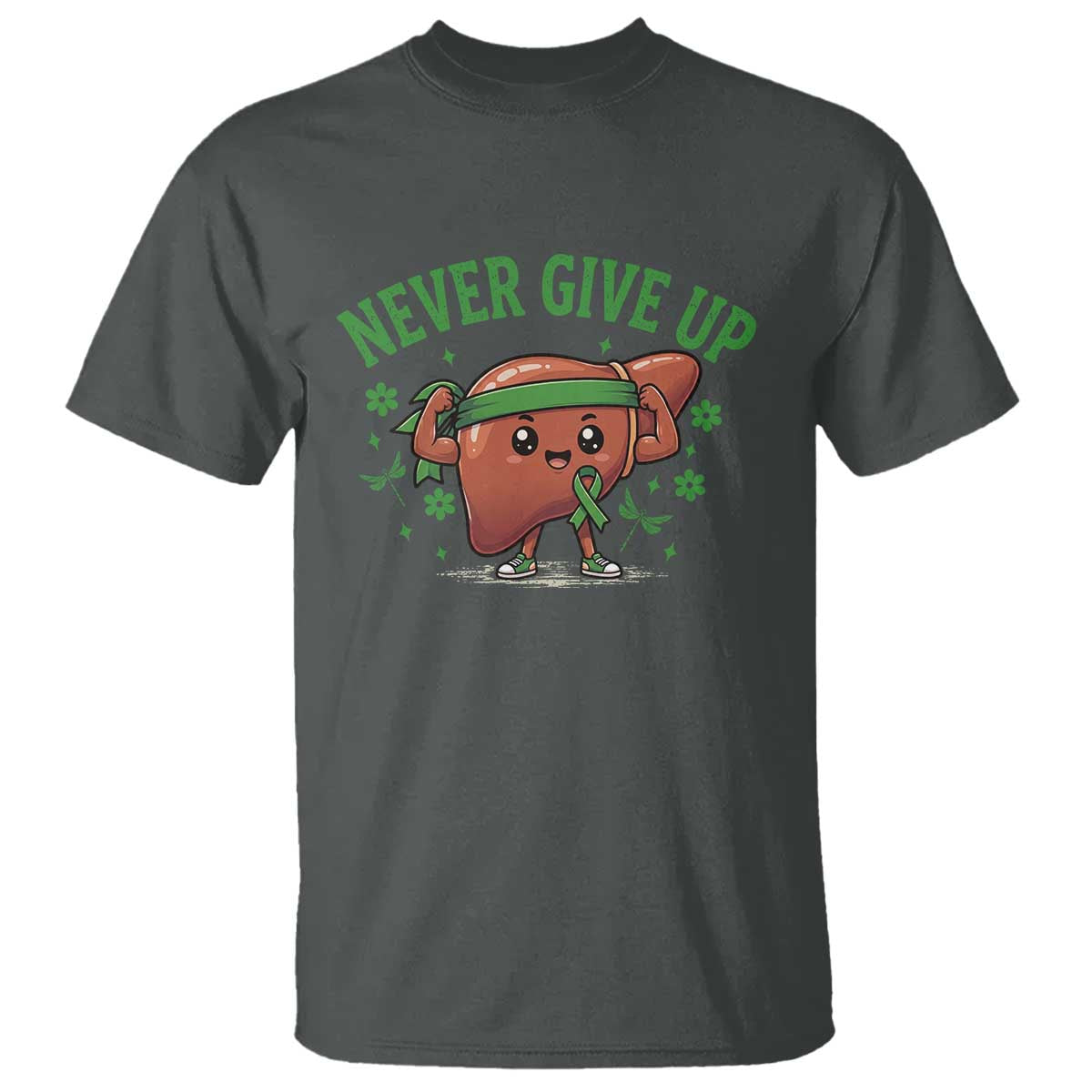 Liver Cancer Transplant Support T Shirt Never Give Up Nurse Gift