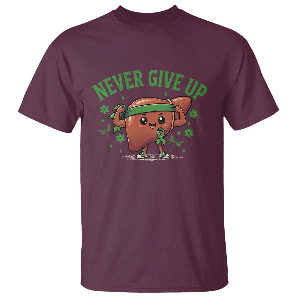 Liver Cancer Transplant Support T Shirt Never Give Up Nurse Gift