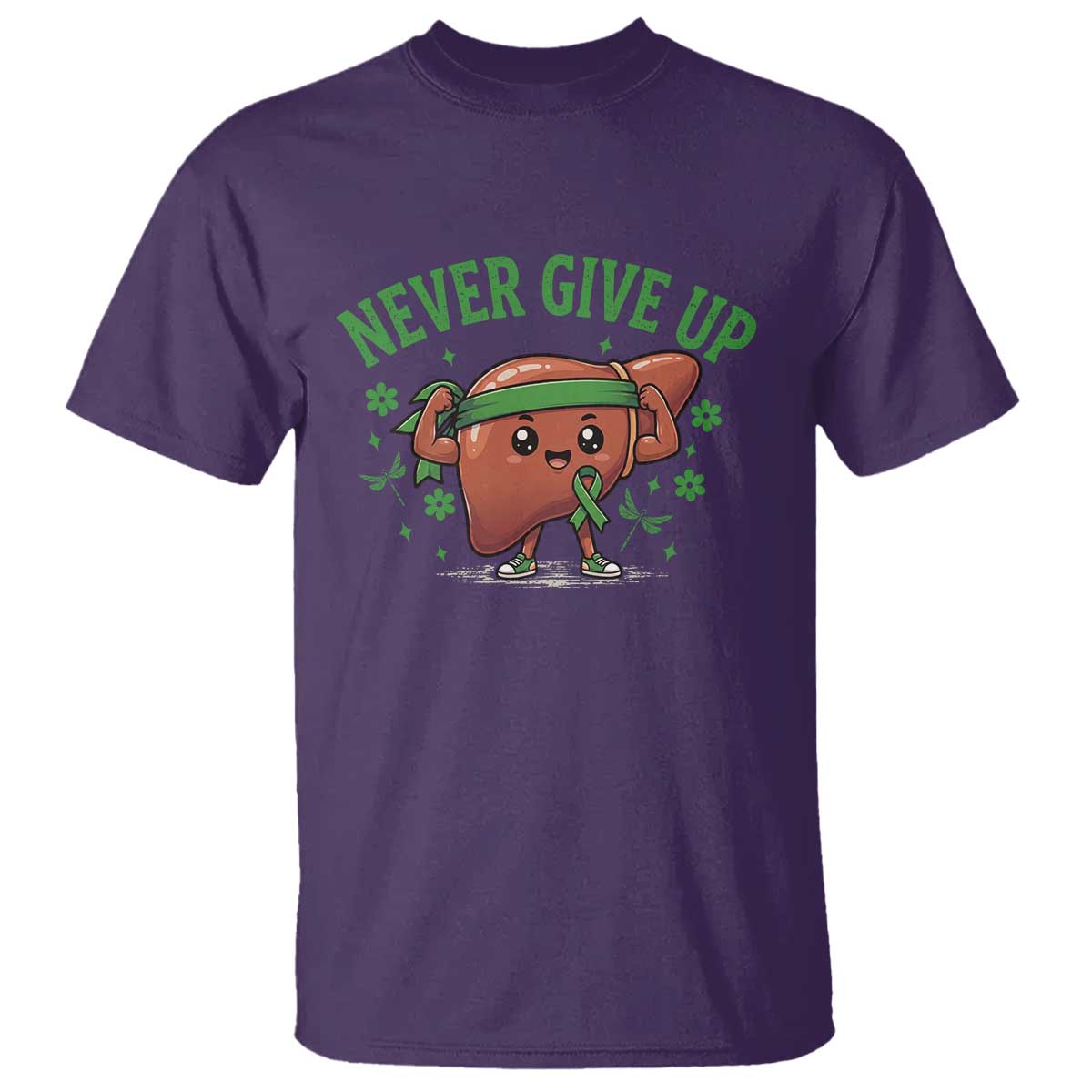 Liver Cancer Transplant Support T Shirt Never Give Up Nurse Gift
