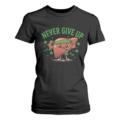 Liver Cancer Transplant Support T Shirt For Women Never Give Up Nurse Gift