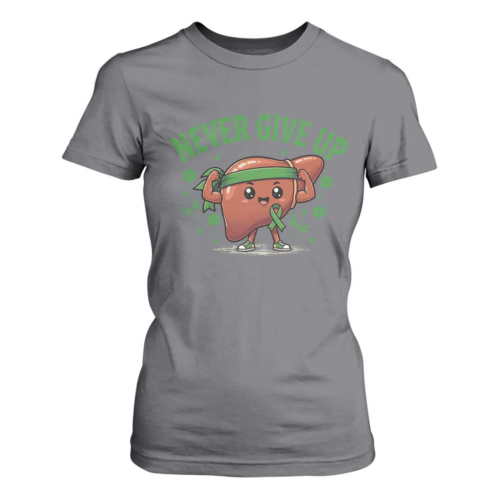 Liver Cancer Transplant Support T Shirt For Women Never Give Up Nurse Gift
