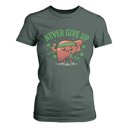Liver Cancer Transplant Support T Shirt For Women Never Give Up Nurse Gift