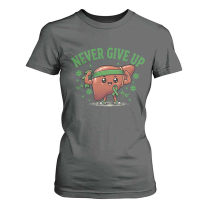 Liver Cancer Transplant Support T Shirt For Women Never Give Up Nurse Gift