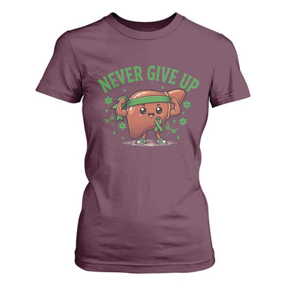 Liver Cancer Transplant Support T Shirt For Women Never Give Up Nurse Gift