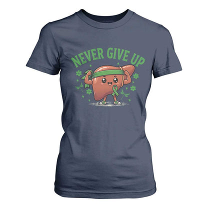 Liver Cancer Transplant Support T Shirt For Women Never Give Up Nurse Gift