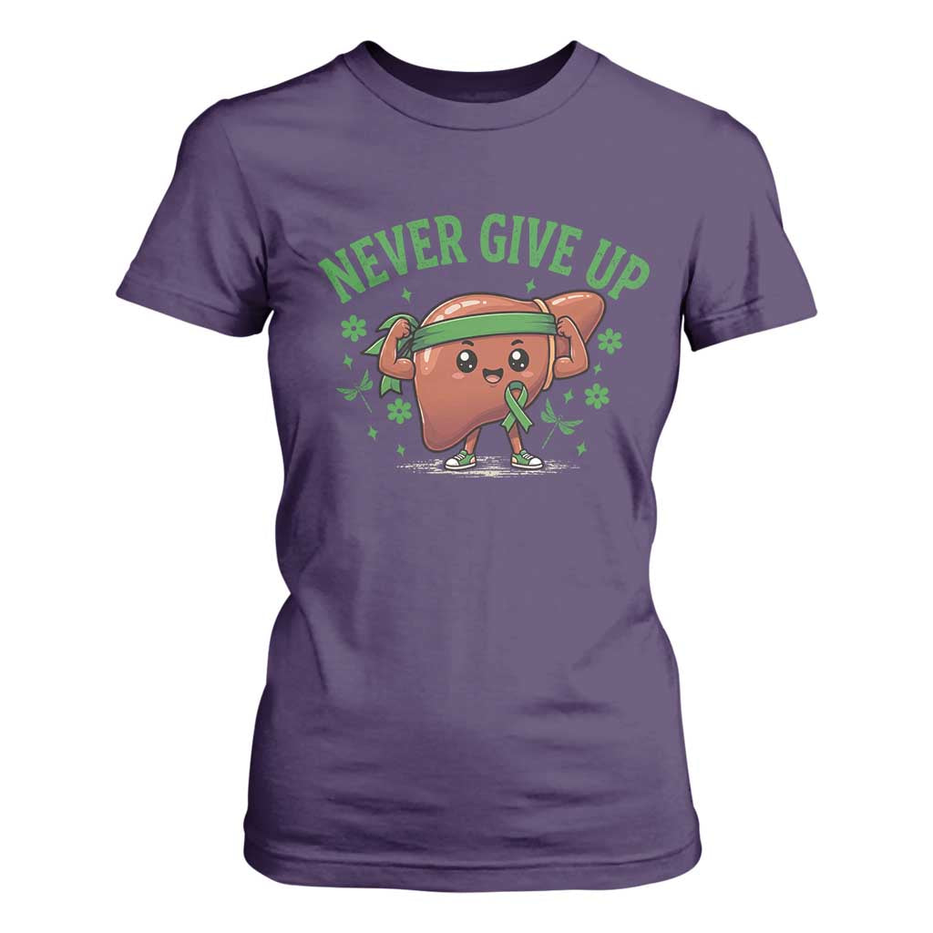 Liver Cancer Transplant Support T Shirt For Women Never Give Up Nurse Gift