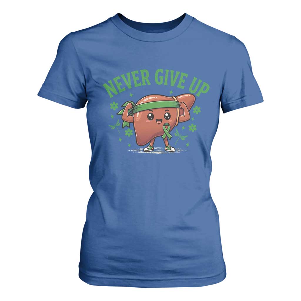 Liver Cancer Transplant Support T Shirt For Women Never Give Up Nurse Gift