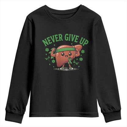 Liver Cancer Transplant Support Youth Sweatshirt Never Give Up Nurse Gift