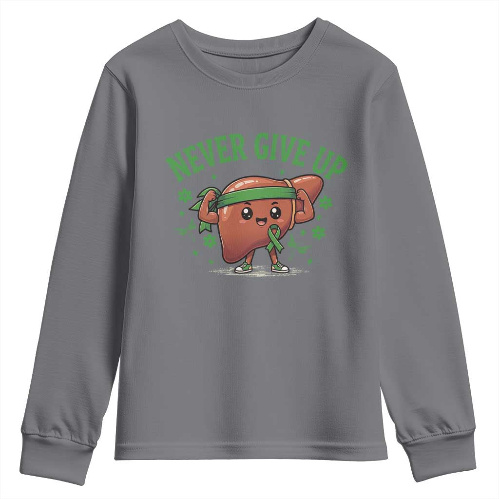 Liver Cancer Transplant Support Youth Sweatshirt Never Give Up Nurse Gift
