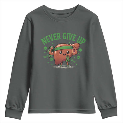 Liver Cancer Transplant Support Youth Sweatshirt Never Give Up Nurse Gift