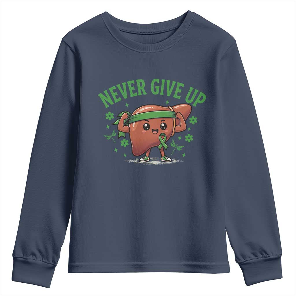 Liver Cancer Transplant Support Youth Sweatshirt Never Give Up Nurse Gift