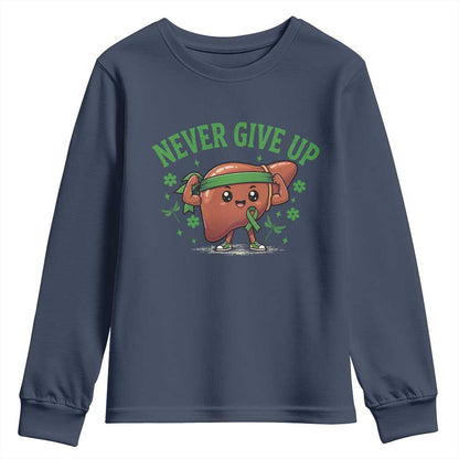 Liver Cancer Transplant Support Youth Sweatshirt Never Give Up Nurse Gift