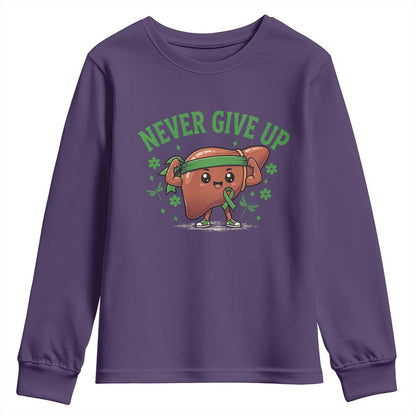 Liver Cancer Transplant Support Youth Sweatshirt Never Give Up Nurse Gift