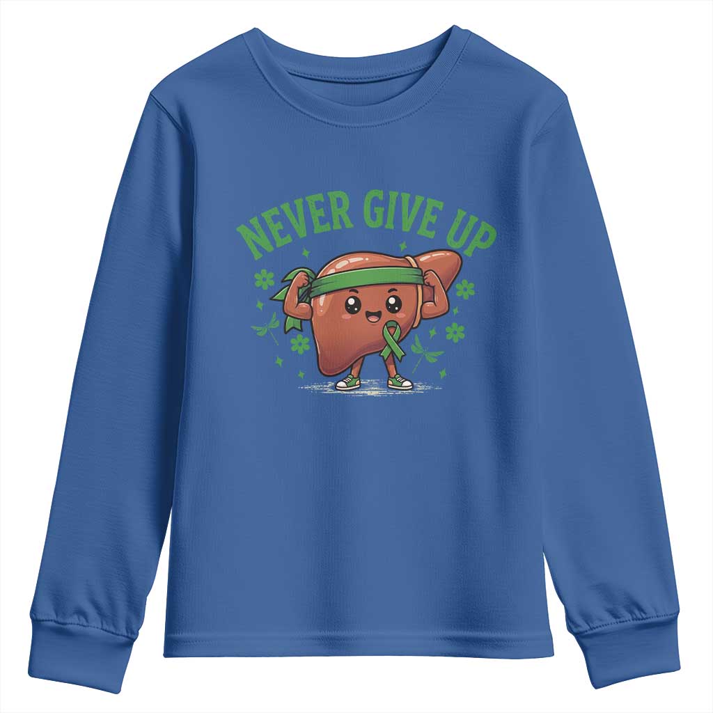Liver Cancer Transplant Support Youth Sweatshirt Never Give Up Nurse Gift