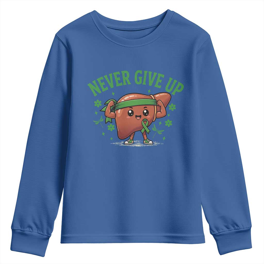 Liver Cancer Transplant Support Youth Sweatshirt Never Give Up Nurse Gift