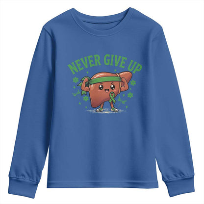 Liver Cancer Transplant Support Youth Sweatshirt Never Give Up Nurse Gift