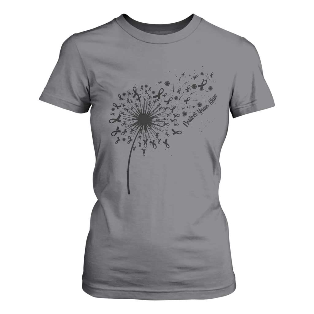 Protect Your Skin T Shirt For Women Melanoma Support Dandelion Gift