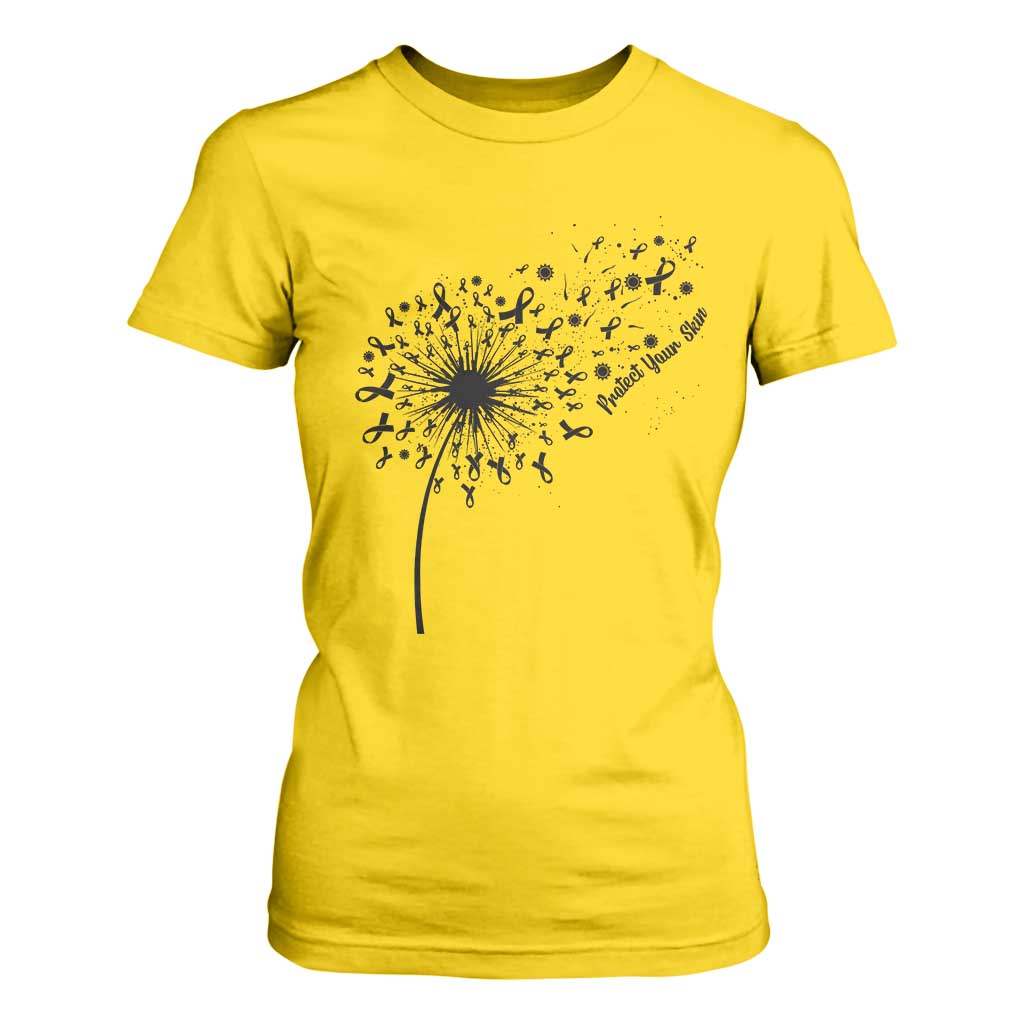 Protect Your Skin T Shirt For Women Melanoma Support Dandelion Gift