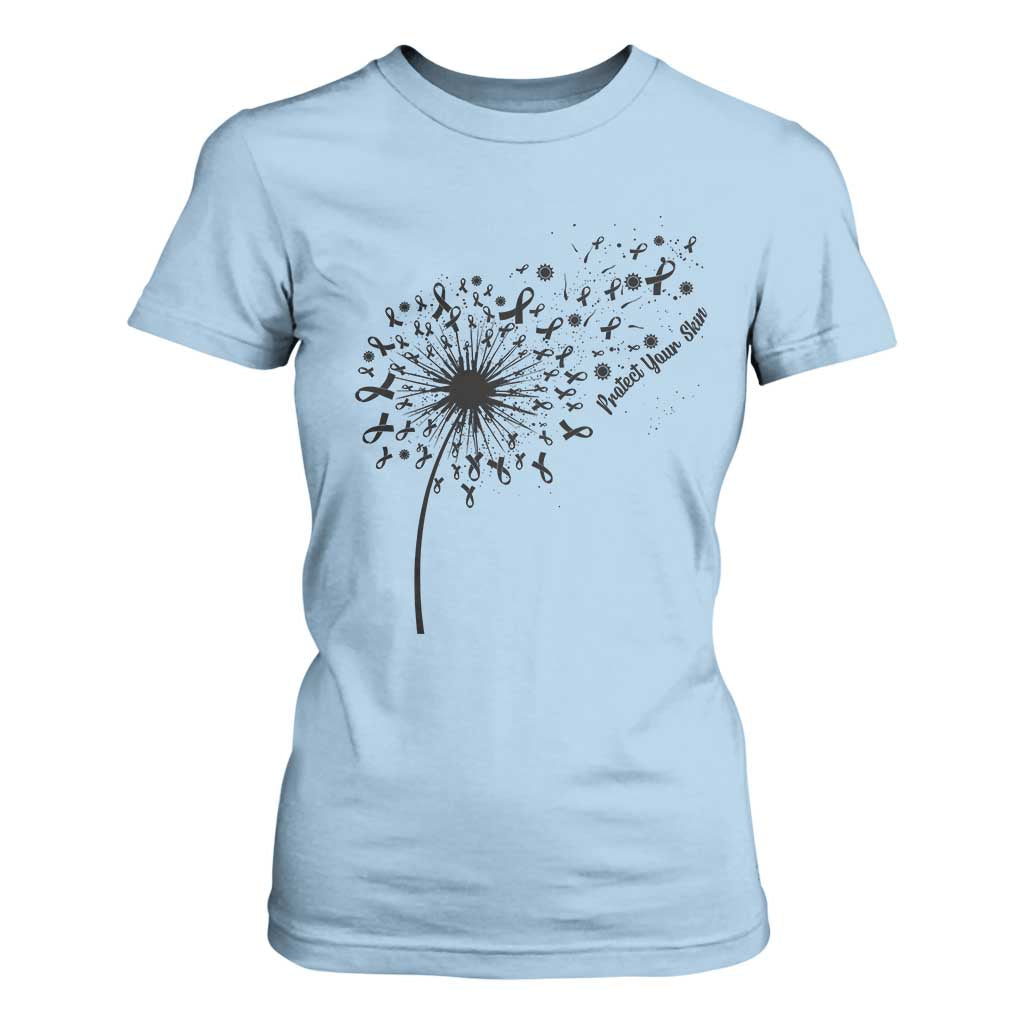 Protect Your Skin T Shirt For Women Melanoma Support Dandelion Gift