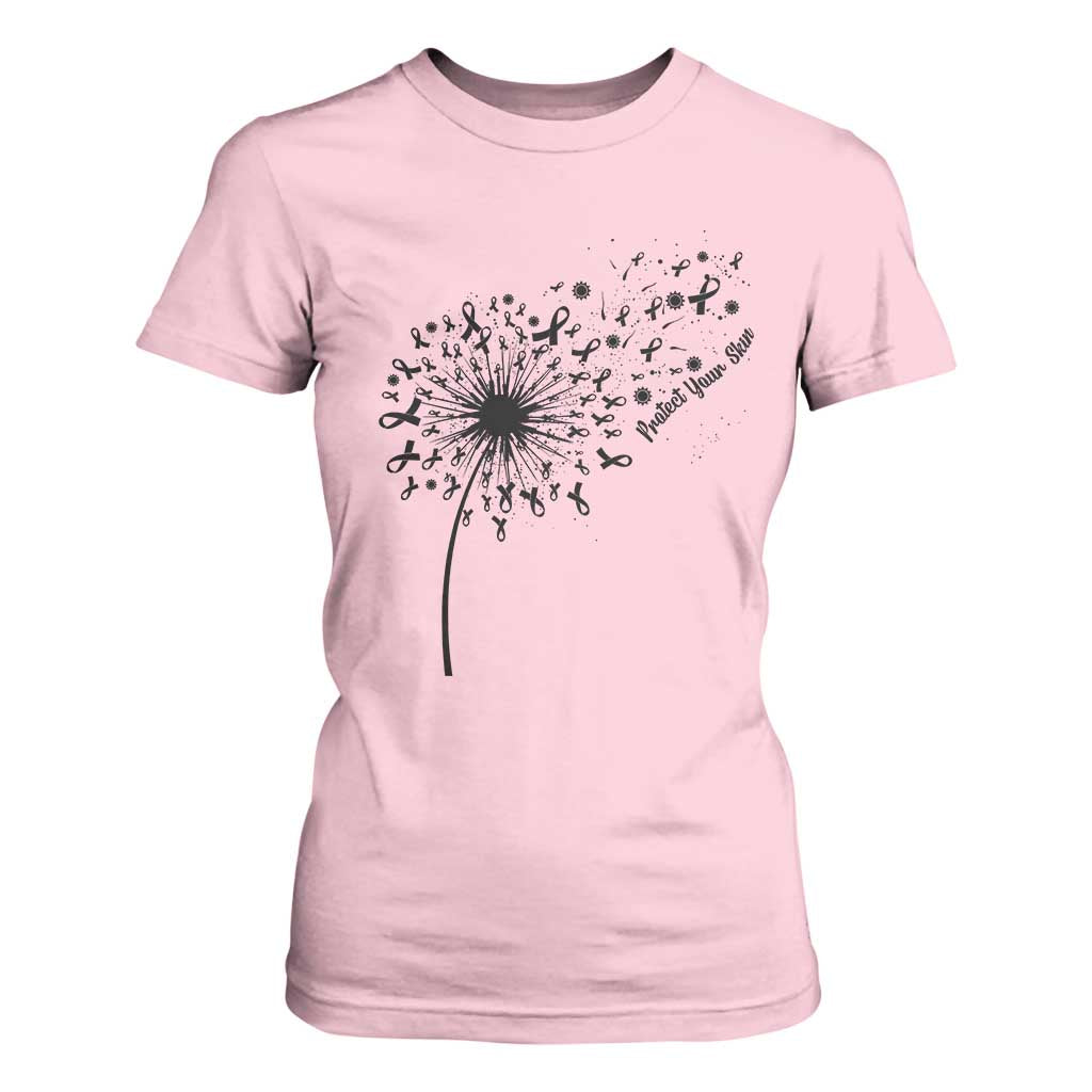 Protect Your Skin T Shirt For Women Melanoma Support Dandelion Gift